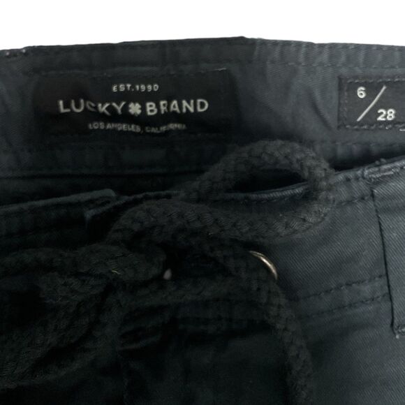 Lucky Brand Black Cargo Goth Grunge Pants Metal Eyelets Size 6/28 - Picture 4 of 7